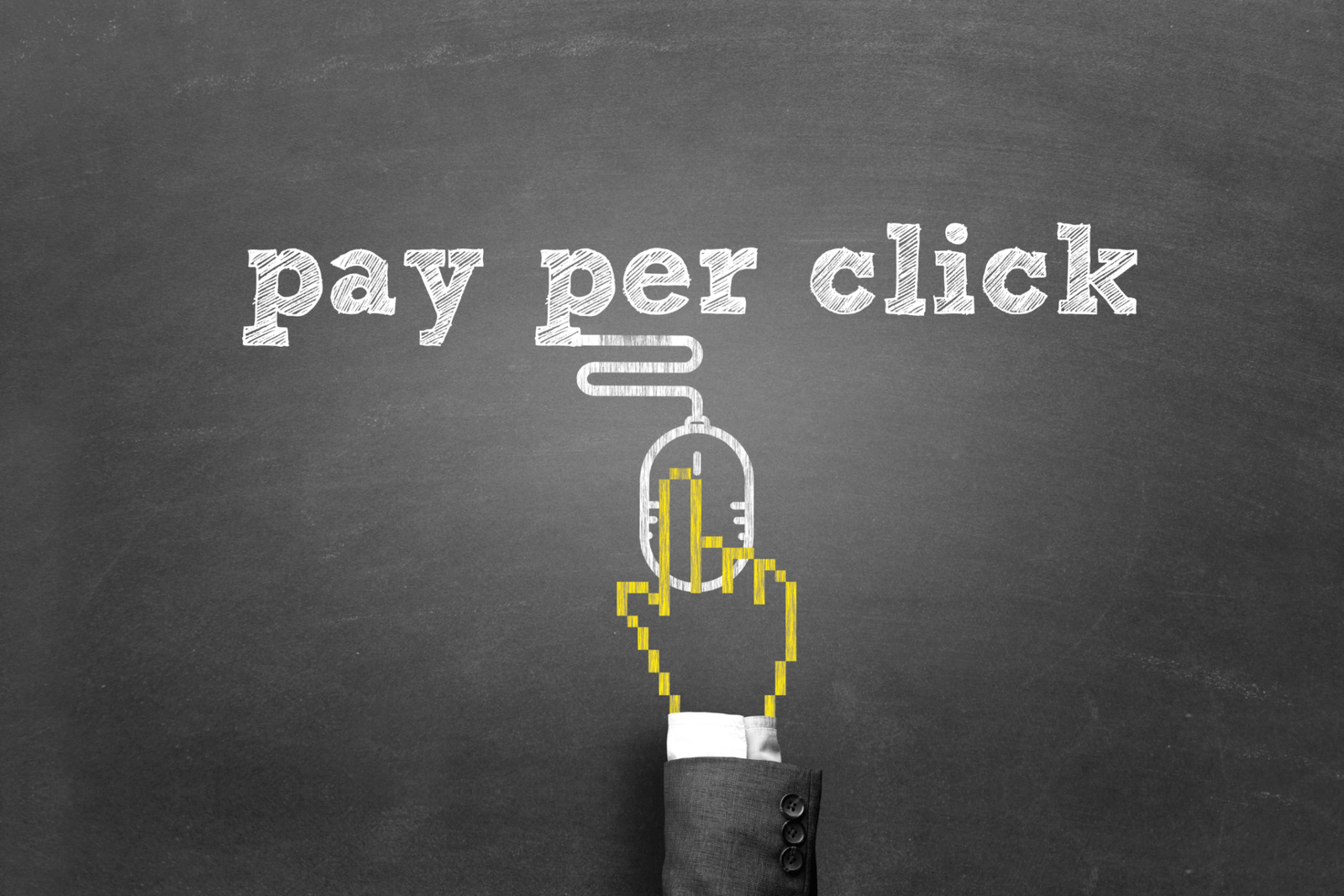 Pay per click written on a chalk board