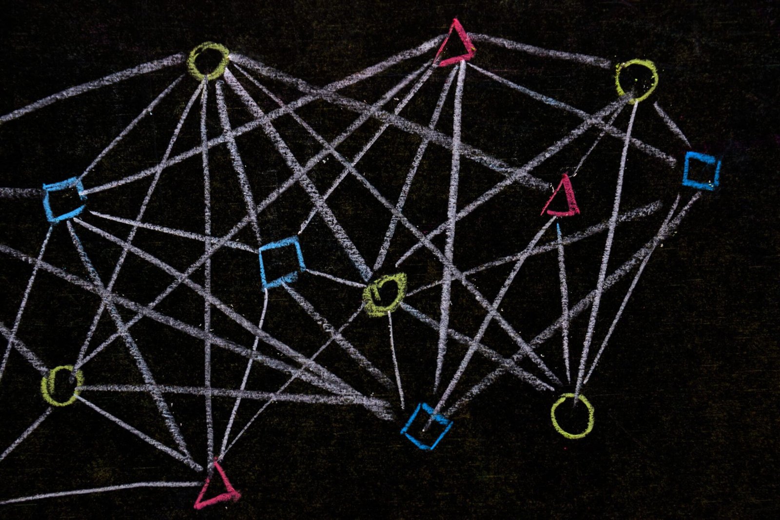 network drawn on chalk board